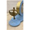 Image 4 : Sessions Blue Hobnail Glass Mantel Clock with Brass Ballerina Figurines 8 1/4 x 13 x 3 1/2"
