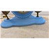 Image 5 : Sessions Blue Hobnail Glass Mantel Clock with Brass Ballerina Figurines 8 1/4 x 13 x 3 1/2"