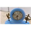 Image 6 : Sessions Blue Hobnail Glass Mantel Clock with Brass Ballerina Figurines 8 1/4 x 13 x 3 1/2"