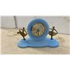 Image 7 : Sessions Blue Hobnail Glass Mantel Clock with Brass Ballerina Figurines 8 1/4 x 13 x 3 1/2"
