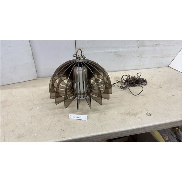 Vintage Smoked Acrylic Petal Swag Hanging Pendant Lamp with Chain and Cord