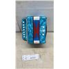 Image 1 : Children's Button Accordion with Blue Pearloid Finish, Seven Treble and Three Bass Buttons