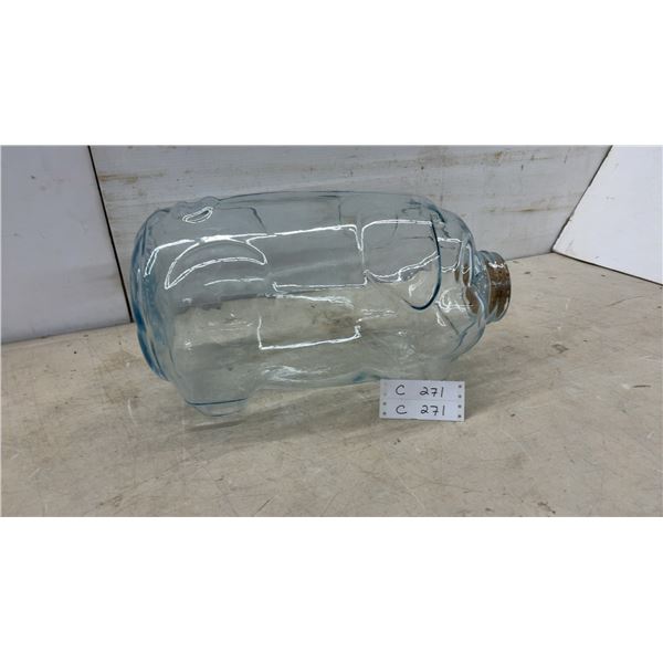 Vintage Libbey "This Little Pig Went to Market" 5 Gallon Piggy Bank with Cork Plug Nose