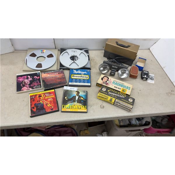 Reel-To-Reel Tapes, Ampex 407, Sony, Sylvania Flashbulbs, Smith-Victor Light, and More