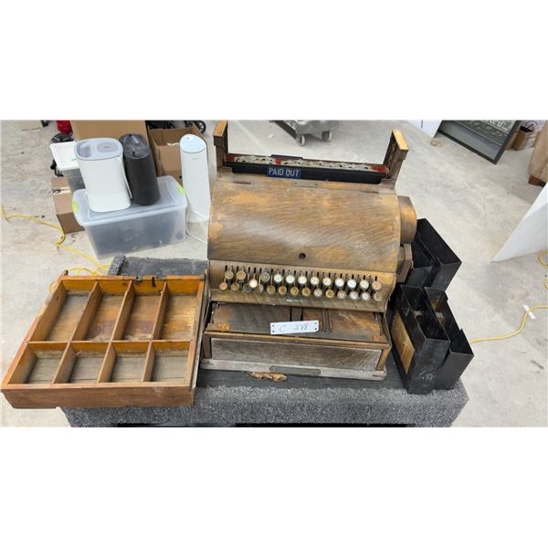 National Cash Register Antique Wooden Cash Register with Drawer and Cash Tray for Parts or