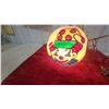 Image 4 : Vintage Hand-Painted Globe Hanging Swag Lamp with Clown Design