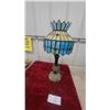 Image 1 : Tiffany-Style Victoran 23.6" tallStained Glass Table Lamp with Blue and Cream Shade and Cast Metal