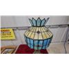 Image 2 : Tiffany-Style Victoran 23.6" tallStained Glass Table Lamp with Blue and Cream Shade and Cast Metal