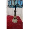 Image 4 : Tiffany-Style Victoran 23.6" tallStained Glass Table Lamp with Blue and Cream Shade and Cast Metal