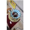 Image 6 : Tiffany-Style Victoran 23.6" tallStained Glass Table Lamp with Blue and Cream Shade and Cast Metal