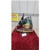 Image 1 : United Sailboat Ship's Wheel Electric Mantel Clock with Mirrored Chrome Sails Lights up 18" Tall