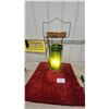 Image 1 : Mid-Century Green Spaghetti Floor Lamp/Ashtray Stand with Brass Frame and Wood Accents