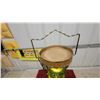 Image 2 : Mid-Century Green Spaghetti Floor Lamp/Ashtray Stand with Brass Frame and Wood Accents