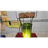Image 3 : Mid-Century Green Spaghetti Floor Lamp/Ashtray Stand with Brass Frame and Wood Accents