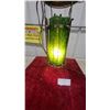 Image 4 : Mid-Century Green Spaghetti Floor Lamp/Ashtray Stand with Brass Frame and Wood Accents