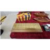 Image 5 : Cribbage Board Collection with Brass Inlay Board, Poker Chips, and Playing Cards