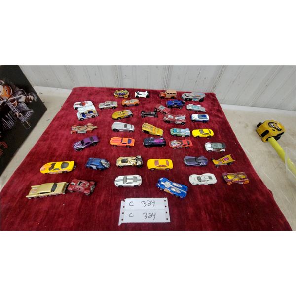 Hot Wheels and Matchbox Die-Cast Toy Car Collection, Approximately 35 Pieces 1/64scale