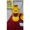 Image 2 : Pair of Yellow Dietz Kerosene Lanterns with Red Globes