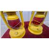 Image 4 : Pair of Yellow Dietz Kerosene Lanterns with Red Globes