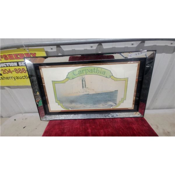 Carpathia Ocean Liner Framed Print with Mirrored Border 28 x 16.6"