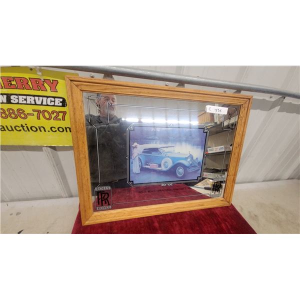 Rolls Royce Springfield Phantom I 1928Advertising Mirror in Oak Frame 18 x 24"