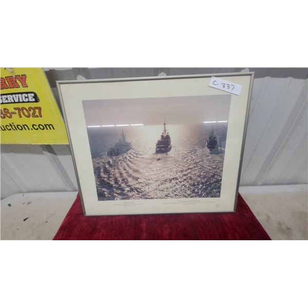 Framed "Baltic Patrol" Naval Ship Print 17 x 21"
