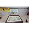 Image 1 : Two Vintage Framed Prints, Romantic Garden Scene and Pastoral Landscape Biggest 17 x 28"