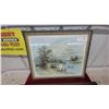 Image 2 : Two Vintage Framed Prints, Romantic Garden Scene and Pastoral Landscape Biggest 17 x 28"