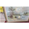 Image 3 : Two Vintage Framed Prints, Romantic Garden Scene and Pastoral Landscape Biggest 17 x 28"
