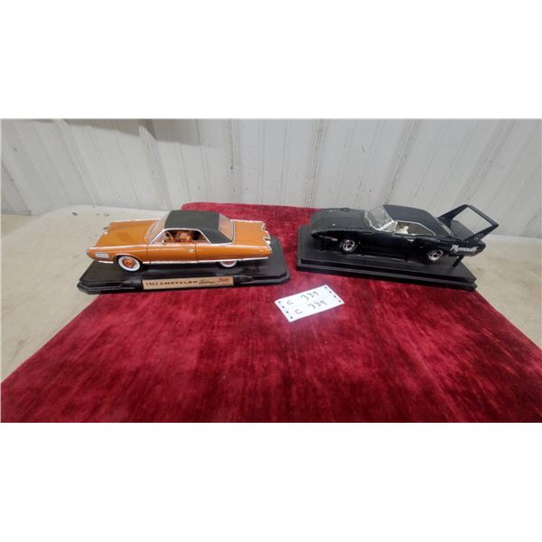 1963 Chrysler Turbine and Plymouth Superbird Die-Cast Model Cars on Display Stands 1/18 Scale