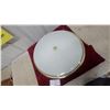 Image 2 : Flush Mount Ceiling Light Fixture with Frosted Glass Dome and Blue Iridescent Band, Brass Trim 18"