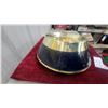 Image 4 : Flush Mount Ceiling Light Fixture with Frosted Glass Dome and Blue Iridescent Band, Brass Trim 18"