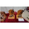 Image 2 : Vintage Wood Carved Deer Head Wall Plaque, Metal Pheasant and Gunter Book Ends, and More