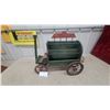 Image 1 : Rustic Wagon Style Magazine Rack 24" Long with Spoked Wheels, Green and Red Paint