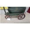 Image 3 : Rustic Wagon Style Magazine Rack 24" Long with Spoked Wheels, Green and Red Paint