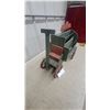 Image 4 : Rustic Wagon Style Magazine Rack 24" Long with Spoked Wheels, Green and Red Paint