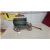 Image 6 : Rustic Wagon Style Magazine Rack 24" Long with Spoked Wheels, Green and Red Paint