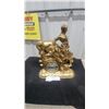 Image 1 : Gold-Tone Western Cowboy on Bucking Horse Mantel Clock with Fence Detail Sessions