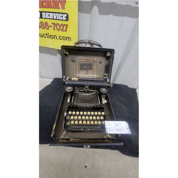 Corona 3 Folding Portable Typewriter with Original Case and Instruction Manual