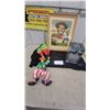 Image 1 : Lesley Dunn "Hand Niblick" Clown Print, Papier-Mâché Clown Figurine, and Homies Joka Jams