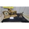 Image 1 : Vintage Brass Horse and Horseshoe Mantel Clock with Lamp