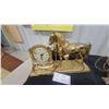 Image 2 : Vintage Brass Horse and Horseshoe Mantel Clock with Lamp