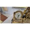 Image 4 : Vintage Brass Horse and Horseshoe Mantel Clock with Lamp