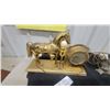 Image 5 : Vintage Brass Horse and Horseshoe Mantel Clock with Lamp