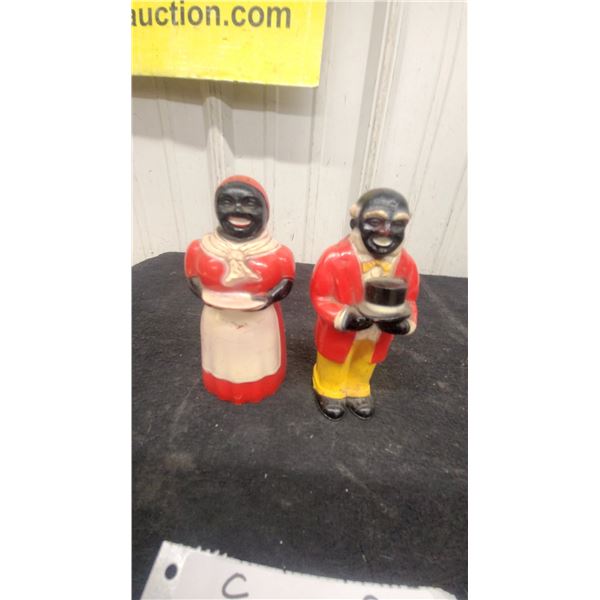 Vintage Plastic Aunt Jemima and Uncle Mose Salt and Pepper Shakers