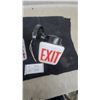 Image 5 : Two Vintage Milk Glass Exit Sign Light Fixtures with Chrome and Black Bases