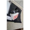Image 6 : Two Vintage Milk Glass Exit Sign Light Fixtures with Chrome and Black Bases