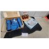 Image 1 : Princess Beverage Set, Blue Plastic Cups with Coasters, and Red Glass Shot Set with Carrier Plus