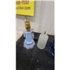 Image 2 : Art Deco Blue Glass Lamp Base, Frosted Glass Shade, and Blue Art Glass Bowl Plus