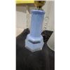 Image 3 : Art Deco Blue Glass Lamp Base, Frosted Glass Shade, and Blue Art Glass Bowl Plus